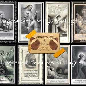 28 Vintage MOURNING HOLY CARD Images 4 Pages Collage Sheet Digital Download Spiritual Religious Junk Journal