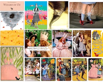 The WIZARD of OZ Frank Baum, Dorthy, Junk Journal Kit#1, Printable Digital Download, Collage, 5 Pages of Ephemera, Images & Backgrounds