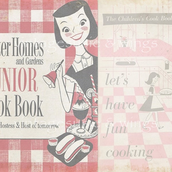 Vintage CHILDREN'S RECIPE COOKBOOK Junk Journal Kit#1, Digital, Printable, Backgrounds, 5 Pages