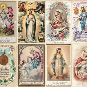 27 Vintage HOLY CARD IMAGES 4 Pages Collage Sheet Digital Download Spiritual Religious Junk Journal image 4