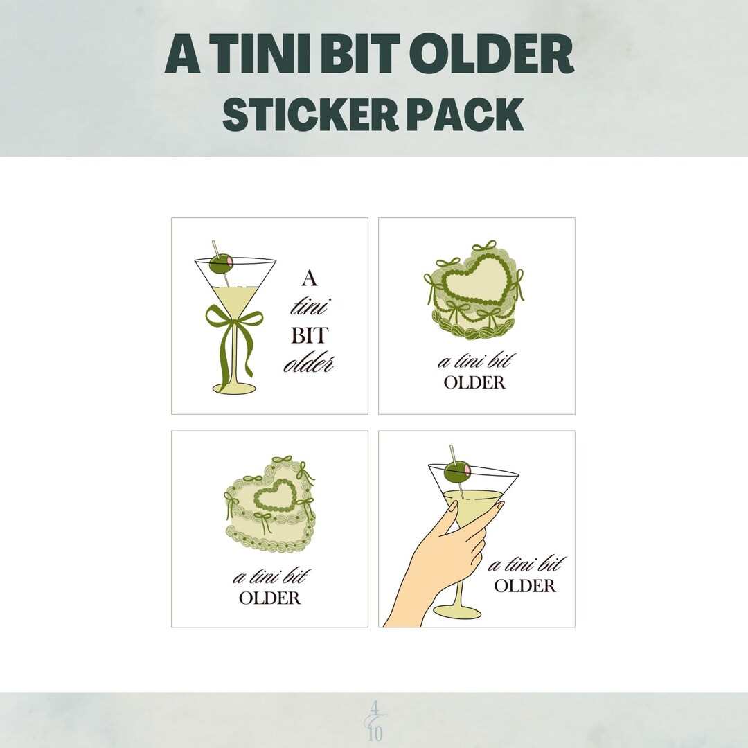 A Tini Bit Older Birthday Birthday Sticker Pack Watercolor Birthday ...