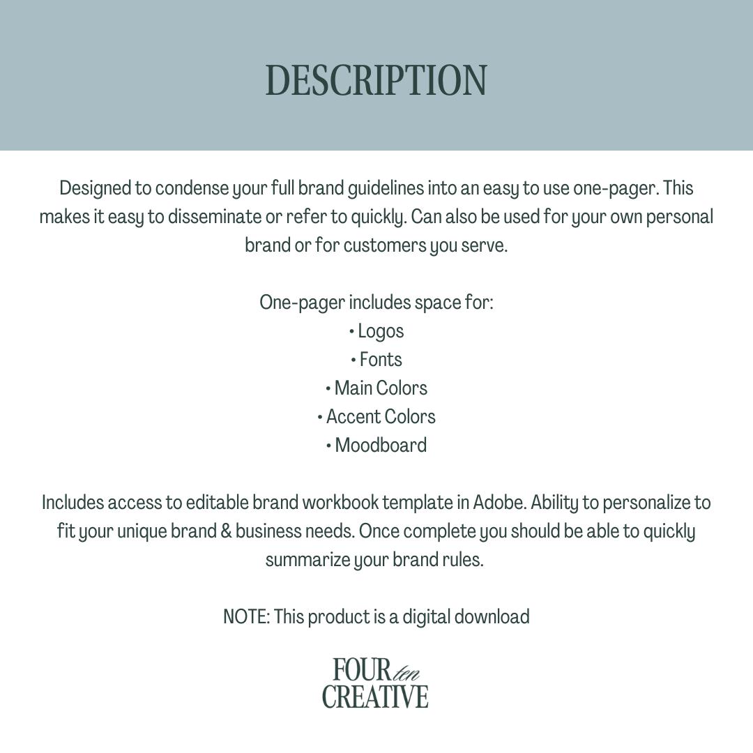 Editable Brand Guidelines One-pager | Small Business Branding | Adobe ...
