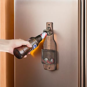 Vintage Beer Bottle Opener with Cap Catcher - Wall-Mounted Industrial Style |Unique Bar & Home Décor