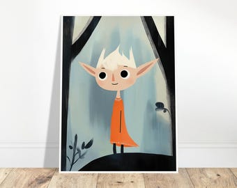 Forest Elf Art Print: Whimsical Kids Room Decor