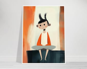Genie Illustration Art Print: Whimsical Kids Nursery Decor
