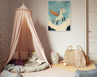 Pegasus Poster – Greek Mythology Print, Kids Wall Art, Bedroom, Bathroom, Playroom, Horse