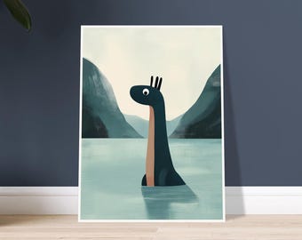 Loch Ness Monster Print: Scottish Legend, Kids Wall Art