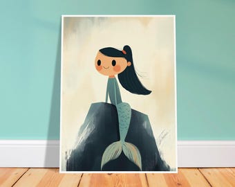 Mermaid Print: Ocean Mythology Art, Kids Nursery Decor