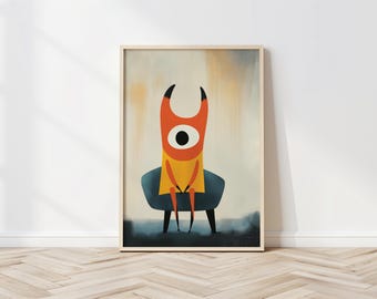 Cyclops Art Print | Mythical Creature Kids Wall Art | Whimsical Nursery Decor | Children's Room Poster | Fantasy Illustration Gift