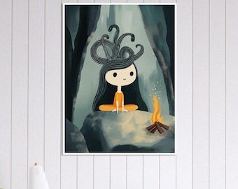 Medusa Poster – Greek Mythology Print, Kids Wall Art, Bedroom, Bathroom, Playroom