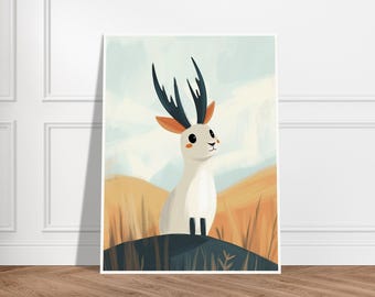 Jackalope Art Print: Mythical Desert Creature, Kids Room Decor