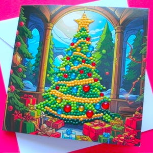 Nouvelles cartes de Noël Diamond Dotz avec enveloppes remplies Sapin de Noël avec cadeaux