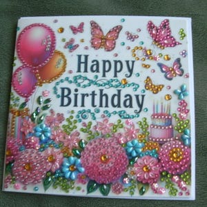 Cartes de peinture diamant d'anniversaire/Noël/toutes occasions faites à la main avec enveloppe