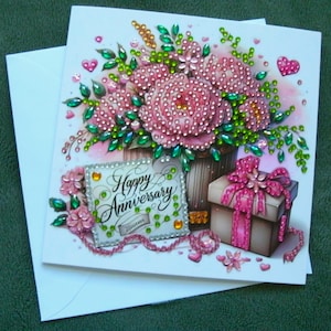 Cartes anniversaire/Noël/Anniversaire/toutes occasions, peinture d'art diamant réalisée