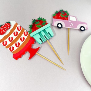 Strawberry Cupcake Topper Cute Berry 1st Birthday Strawberry Party decor Berry First Birthday cupcake Decor Cupcake Topper Fresa