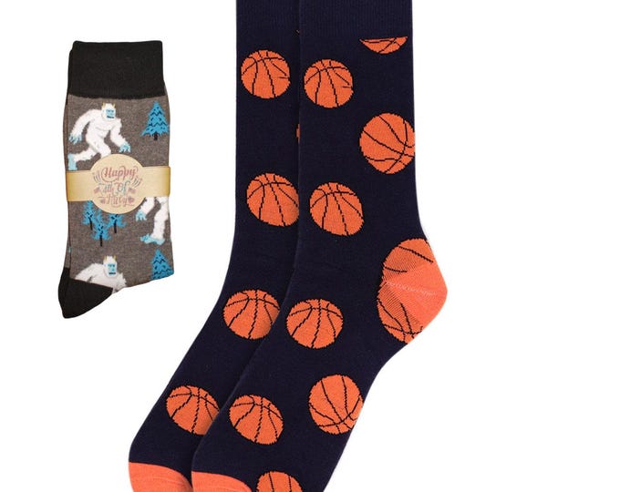 Men's Black Basketball Socks / Novelty Sport Socks / Gift Ideas for Men / Birthday / Christmas / Gag Gift Idea / Gifts for him under 20