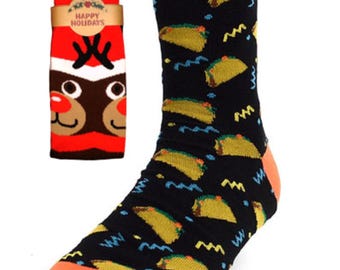Men's Taco Socks, Men's Novelty Socks, Funny Food Socks, Gift for Him, Christmas Gift, Gift under 20, Taco Socks for Less