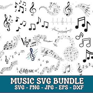 Music Notes SVG Bundle: Clipart, Cut Files, Vector (Digital Download)