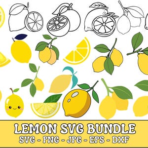 Lemon SVG Bundle - Lemon PNG Bundle - Lemon Clipart - Lemon SVG Cut Files for Cricut, Lemon Silhouette, Lemon Vector