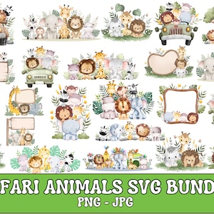 Safari animals watercolor clipart \ Safari animals jpg \ Safari animals png \ baby shower jpg\ cute animals png \ safari animals outline jpg