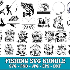 SVG-bundel vissen: zeebaars, visser, hengelstickers (digitale bestanden)