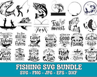 Fishing SVG Bundle: Bass, Fisherman, Rod Decals (Digital Files)