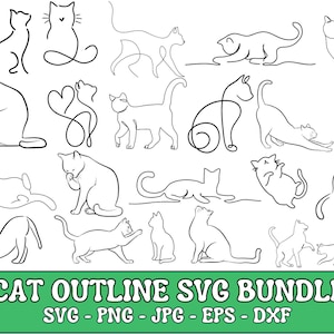 Cute Cat\ Elegant Cat Line Art\ Black & White SVG\ Minimalist Cat SVG Mega Bundle, Cat Kitty Clip Art, Line Drawing, Cat Lover Svg