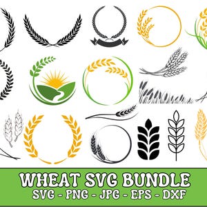 Wheat svg, grain svg, wheat clipart, wheat silhouette, wheat vector, wheat cut file, barley svg, wheat png, wheat cricut