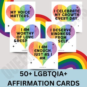 50+ LGBTQIA+ Affirmation Digital Cards, Inner Child Healing, Inclusivity Support Cards, Gender Affirming Positive Quotes Instant Download