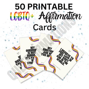 Pride Affirmation Cards, Positive Affirmation Cards Printable, Mental Health, Self Love Cards, LGBTQIA+ Cards, Inner Teen Healing Digital