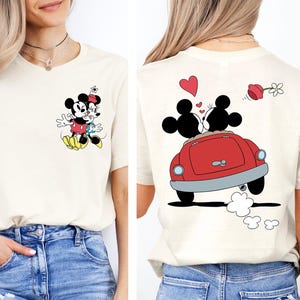 Vintage Disney-paarshirt, gepersonaliseerd Disney-bijpassend T-shirt, Mickey en Minnie mooi paarcadeau, Magic Kingdom-kersttrui