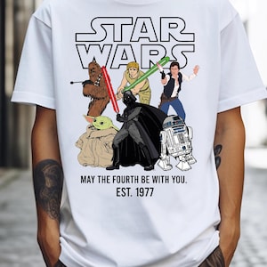Star Wars est. 1977 Shirt, Vintage Disney Star Wars Shirt, Retro Star Wars May The Force Shirt, Disney World Shirts, Star Wars Gifts
