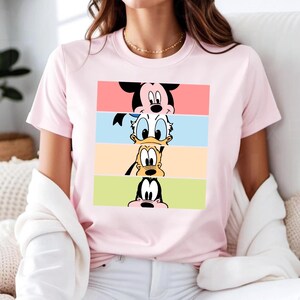 Shirt Mickey Goofy Pluto Donald Face, Disney Mickey-shirt, Mickey en vrienden bijgesneden portretshirt, Disney-shirt, Disney-kindershirt, Disney