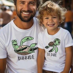 Finding Nemo Duuude and Lil Dude Shirt, Disney Squirt Crush Shirt, Disney Turtle Matching Tee, Disney Daddy and Kid Shirt, Father&#39;s Day Tee