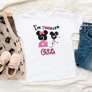 Camiseta de cumpleaños I&#39;m Twodles, camiseta de Mickey Minnie Mouse, camiseta de segundo cumpleaños para niño y niña, camiseta de cumpleaños personalizada, camiseta personalizada