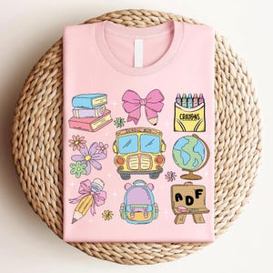 Coquette School Shirt,Back To School Shirts, Teacher Coquette Pink Bow T-Shirt,Cute Teacher Gift, First Day of School Tee, Kids School Shirt