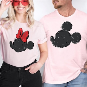 Disney Sketch Mickey Minnie Head Shirt, Mickey Sketch Shirt, Minnie Sketch Shirt, Disney Family Vacation Shirt, Disney Kids Disneyworld Gift