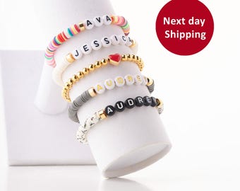 Custom Friendship Bracelets | Customized Bracelet | Name Bead Bracelet | Heishi Bracelet | Bulk Bracelet | Personalized Name Beaded Bracelet