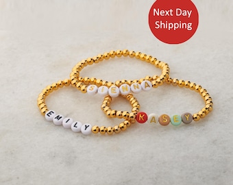 Real 14K Gold Filled or Silver Bead Custom Name Bracelet | Friendship Bracelet | Gift For Her | Mom Bracelet | Beaded Bracelet| Gold Field