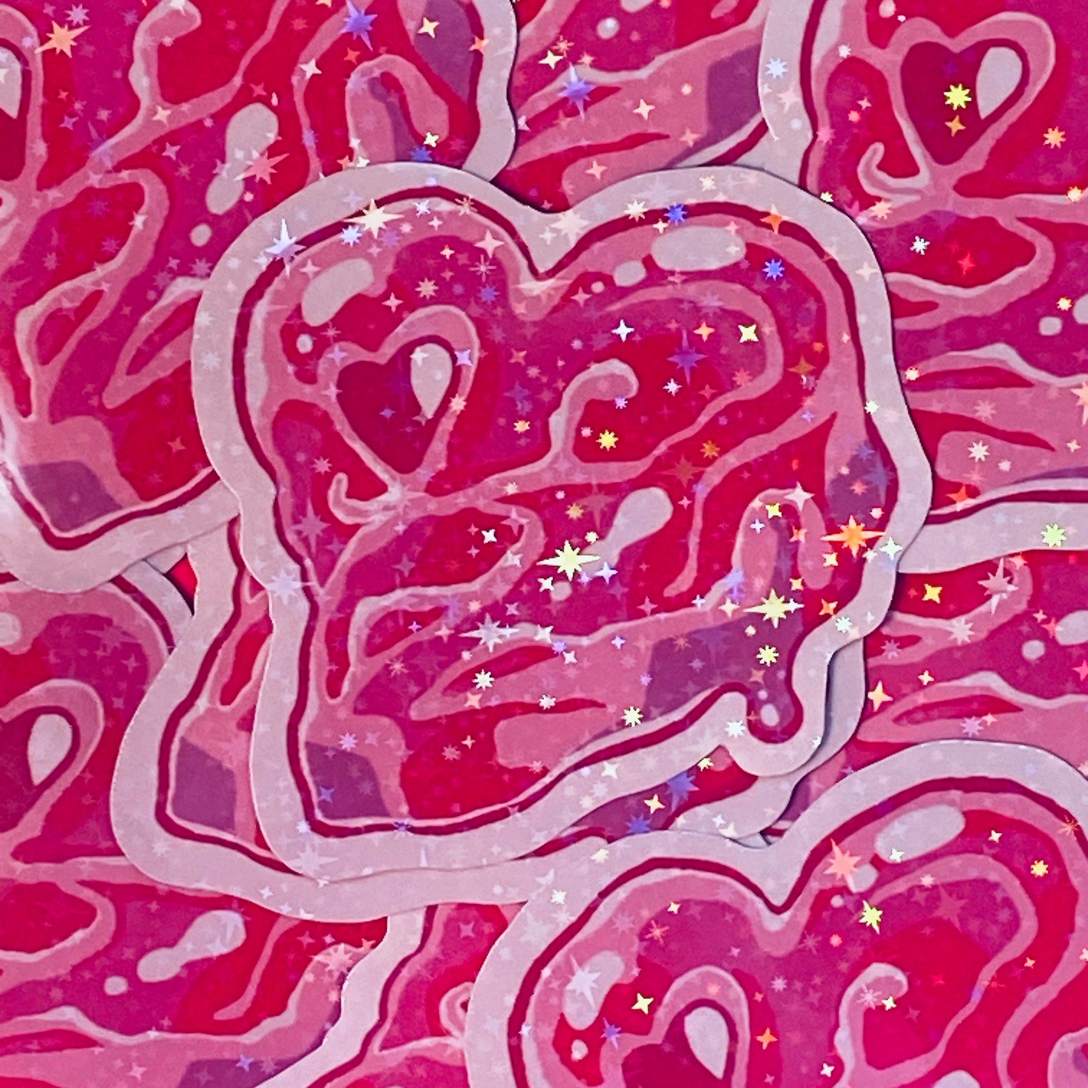 T-Bone Steak Heart 3 Inch Holographic Sticker