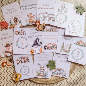 Tarjetas de pasos con temas de animales del bosque - naturaleza