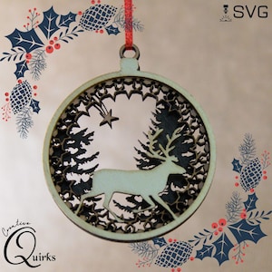 Laser-Cut Reindeer Ornament SVG files for a Classic Christmas Tree - from "Traditional Christmas" bundle