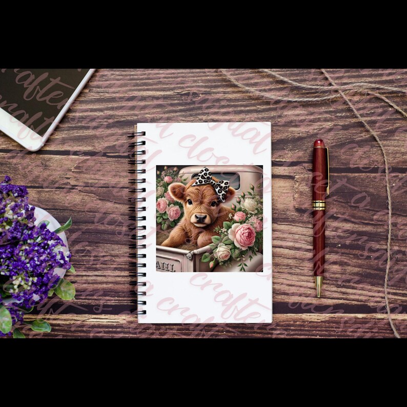 Borsa A Tracolla Donna Art Highland Cow Roses - Pelle E Tessuto Onde Ultrasoniche, 15x21x8 Cm, Con Catena Staccabile, Porta Cellulare