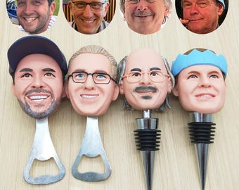 Abridor de botellas cabezón personalizado: regalo personalizado para padrinos de boda