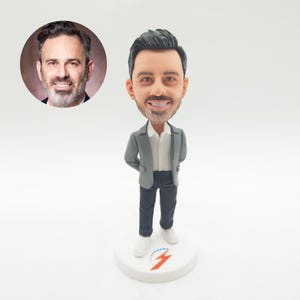 Boneco de cabeça de chefe personalizado: estatueta de argila personalizada, presente memorial exclusivo