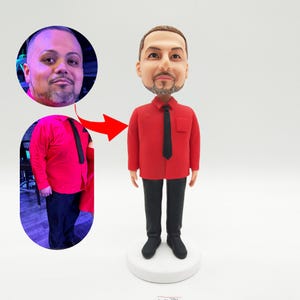Boneco de cabeça bobblehead personalizado: presente personalizado com escultura de argila