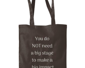 Inspirational Quote Cotton Tote Bag - Long Handles