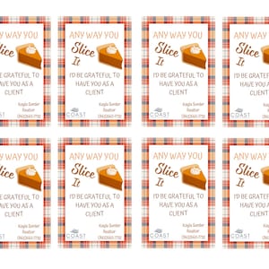 Thanksgiving Pie Real Estate Pop By Gift tags
