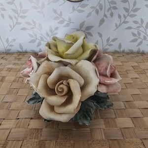 Vintage Capodimonte Porcelain Floral Centerpiece Made In ITALY