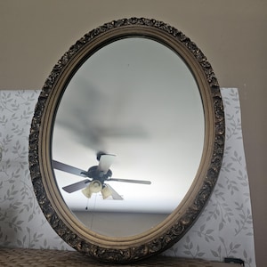Vintage plastic resin oval mirror